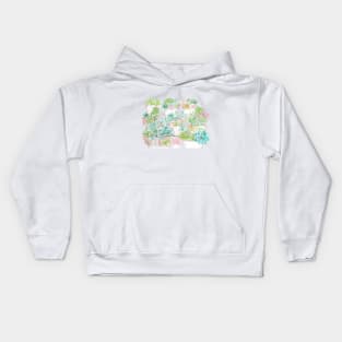 botanical succulent and cactus garden watercolor Kids Hoodie